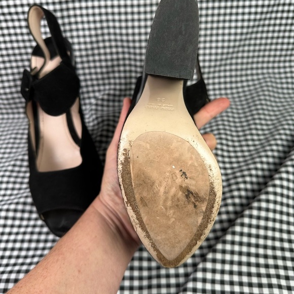 Miu Miu Black Silver Metallic 70s Disco Style Suede Platform Sandals EU 38 US 8 - Picture 4 of 7